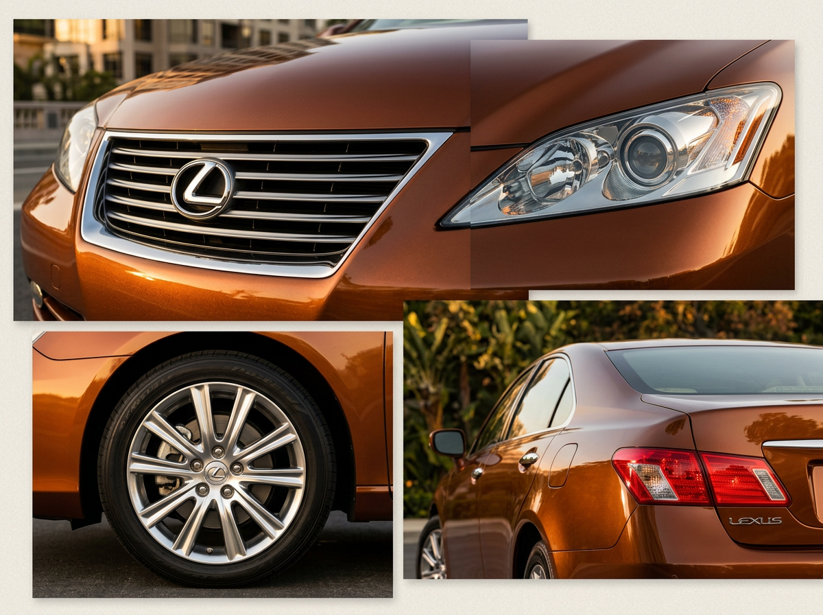 Exterior gallery detail of Amber Pearl paint and chrome grille