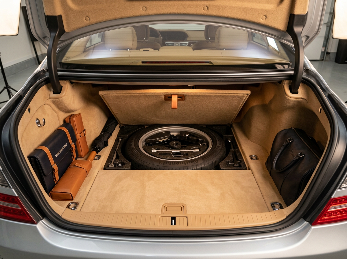 Original clean trunk carpeting and tool kit
